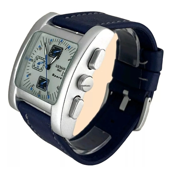 LOCMAN ITALY SPORT QUADRATO 428 MEN'S CHRONO BLUE DIAL WATCH